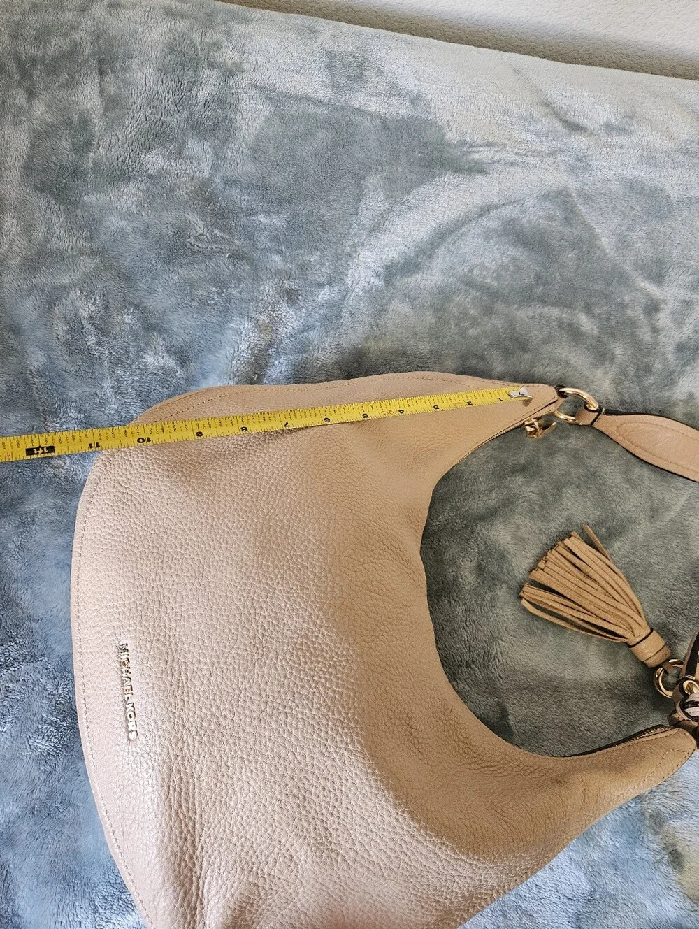 Michael Kors Beige Pebbled Leather Hobo with Tassel Charm - Picture 4 of 12